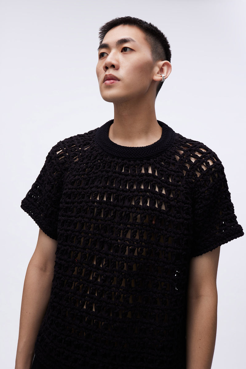 Mikey Cropped Net Top Euphoric Black