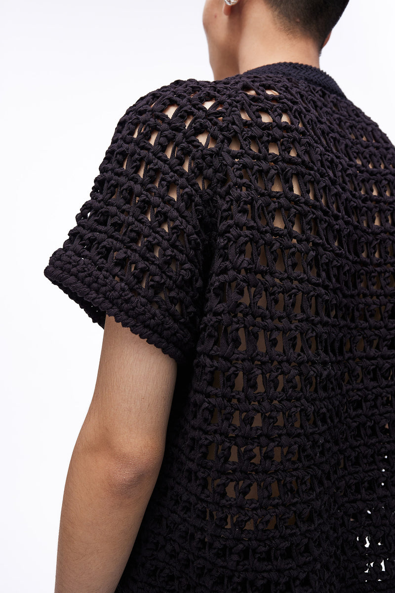 Mikey Cropped Net Top Euphoric Black