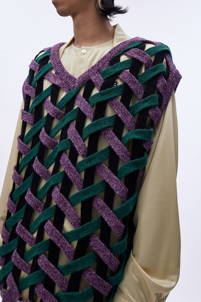 Basket Weave Vest Lavender Garden