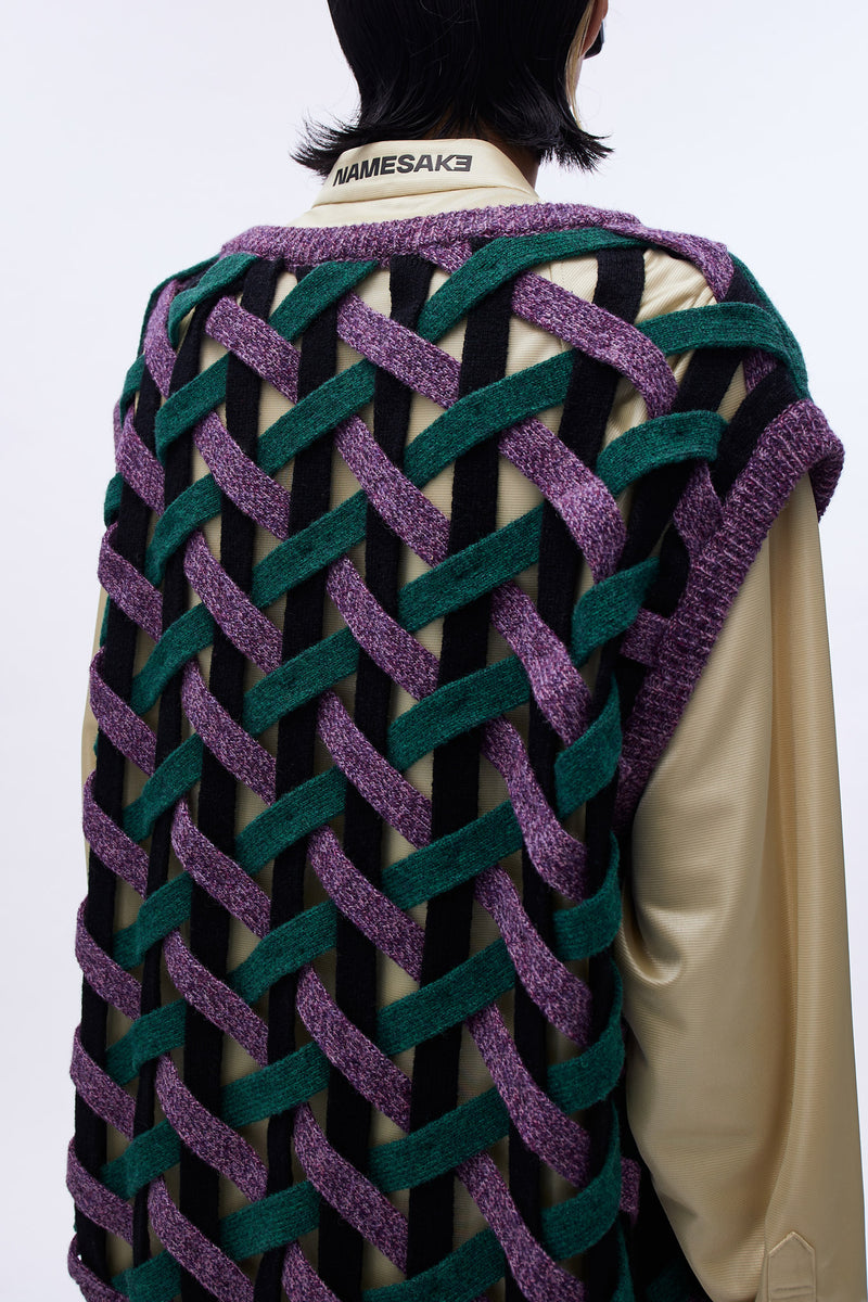 Basket Weave Vest Lavender Garden