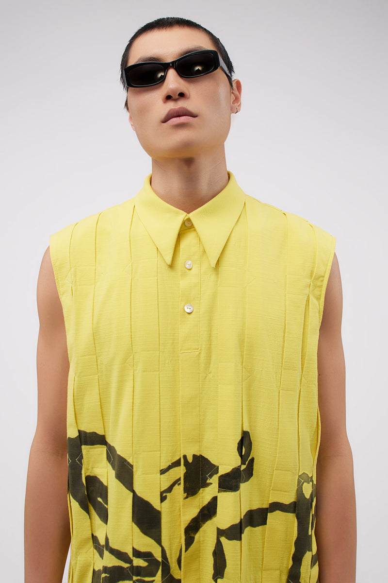 Walter Folded Sleeveless Shirt Long Illumintating Yellow