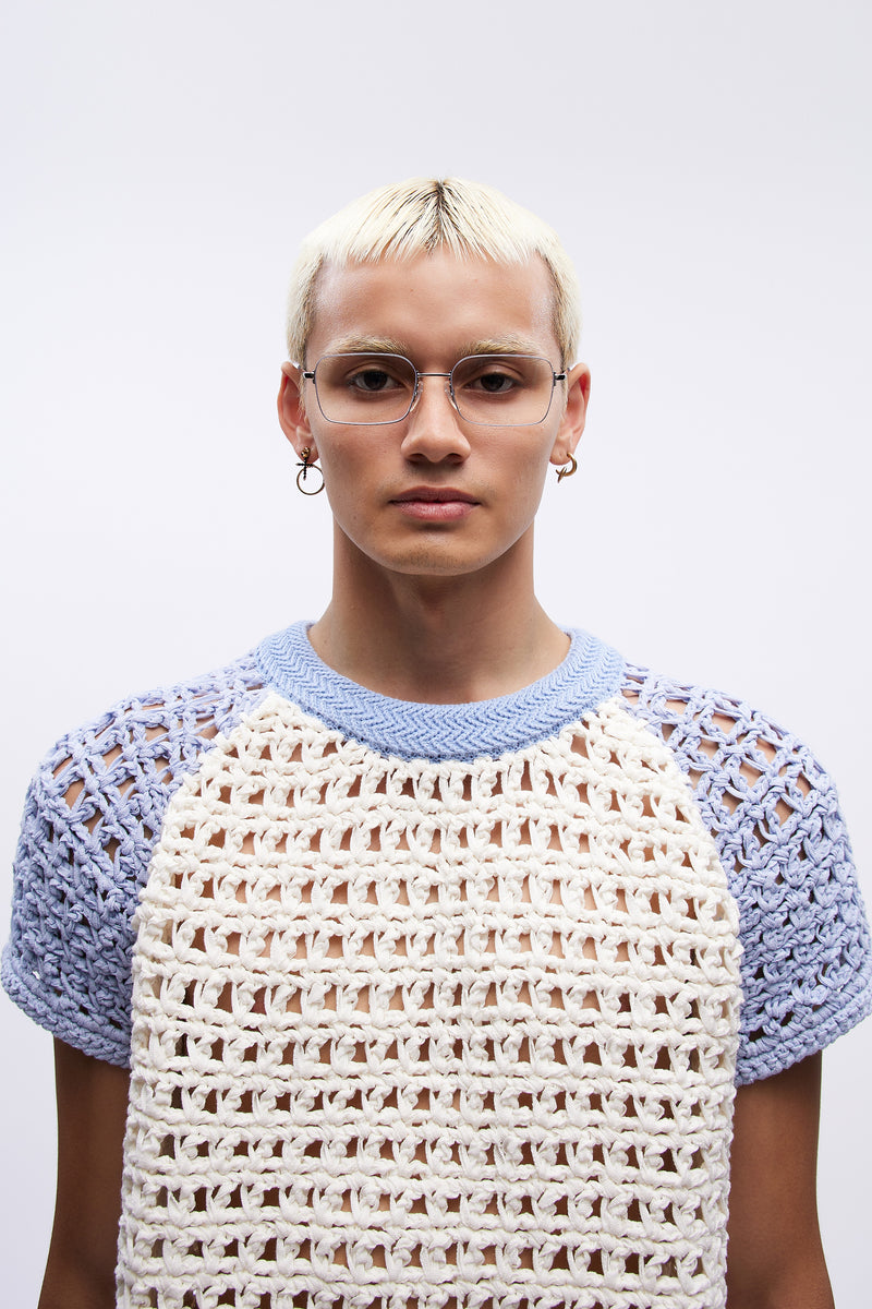 Mickey Cropped Net Tee Imperial Blue