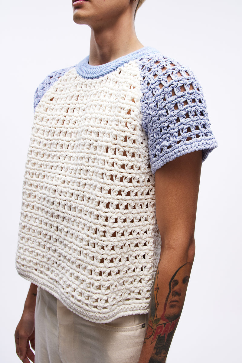 Mickey Cropped Net Tee Imperial Blue