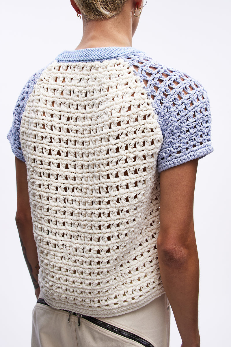 Mickey Cropped Net Tee Imperial Blue