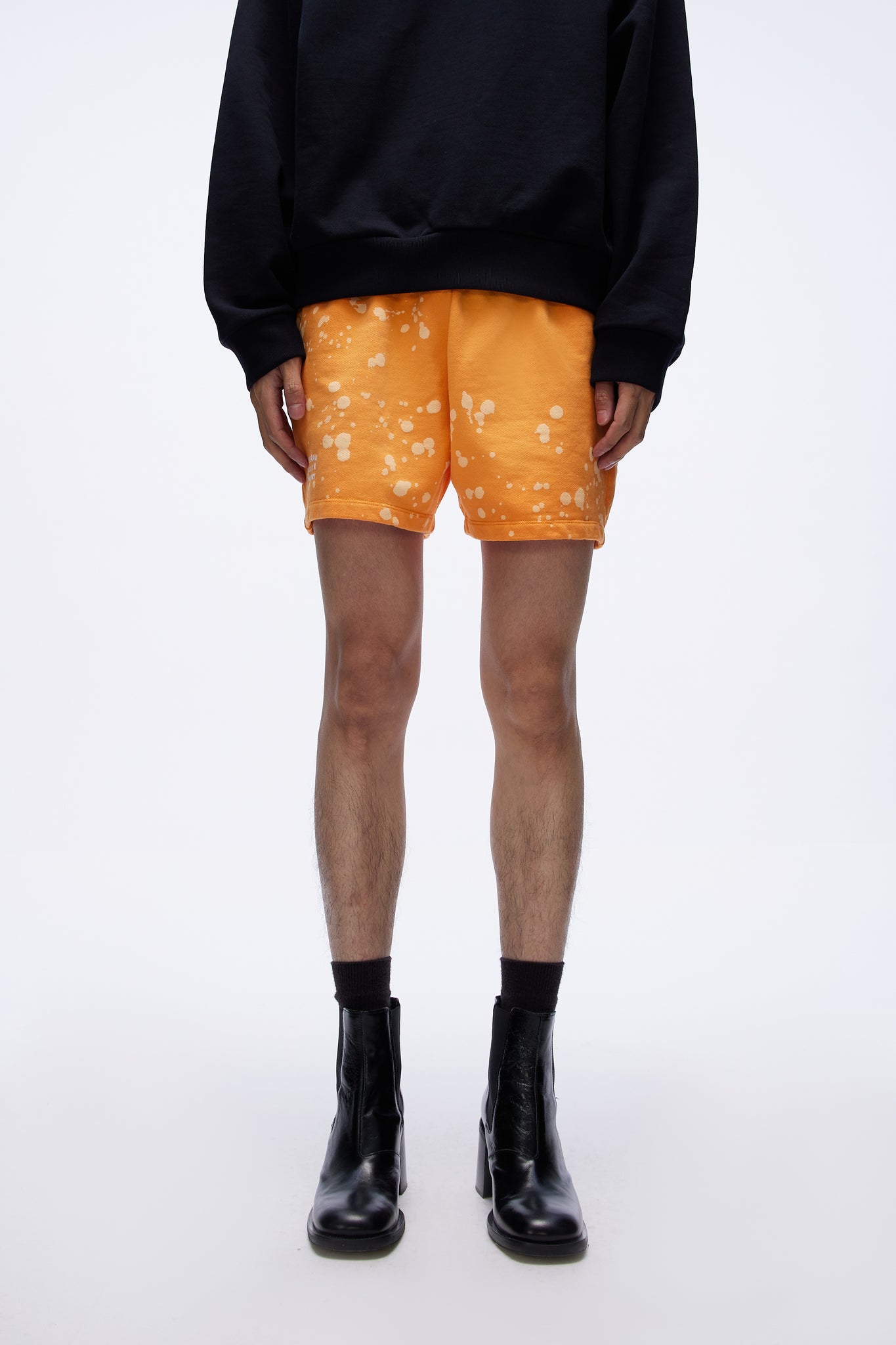 Unisex Bleach Shorts Knit Orange