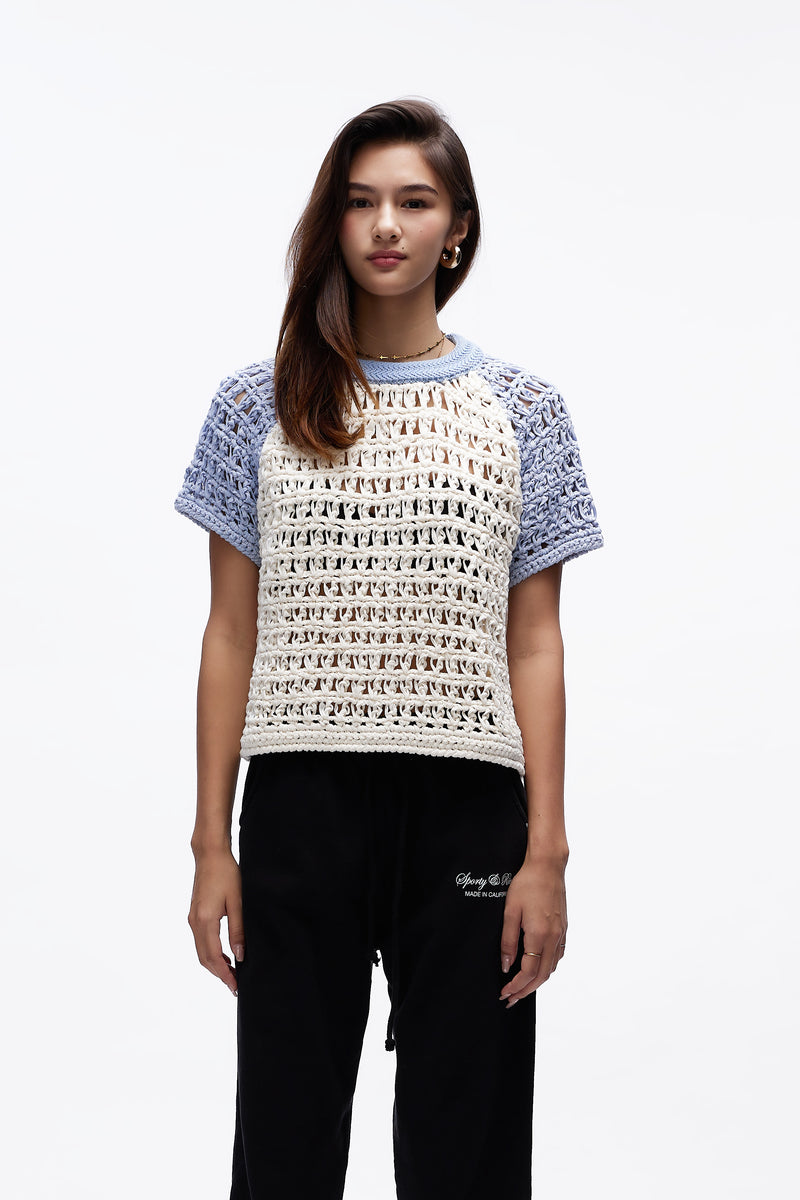 Mickey Cropped Net Tee Imperial Blue