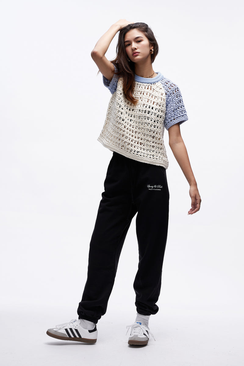 Mickey Cropped Net Tee Imperial Blue