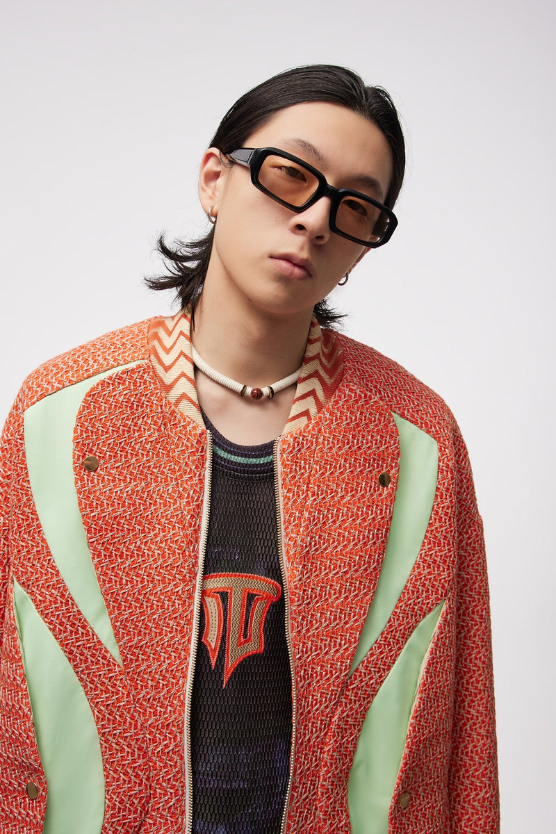 Monica Short Blouson Flame Basket Weave