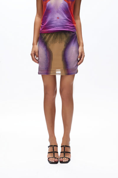 BODY MORPH MINI SKIRT PURPLE / BEIGE