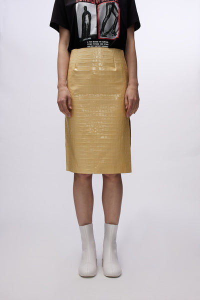 Croc Pencil Skirt Natural