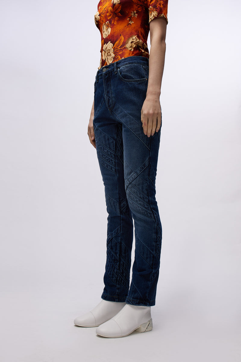 Jeans With Seam Details Blue