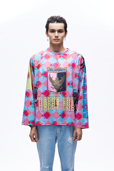 Mens Football Jersey Knit Red Multicolor