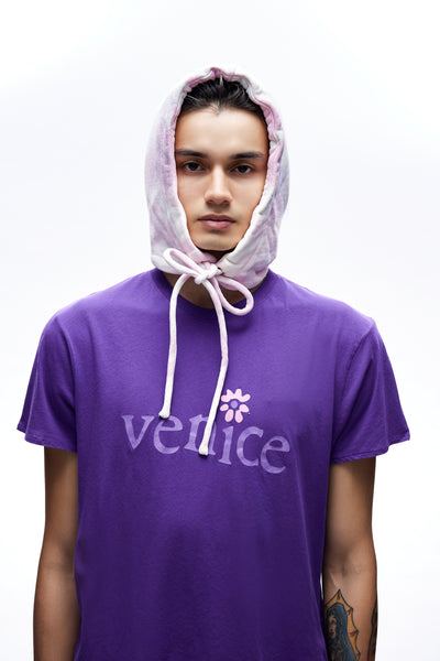 Mens Bleached Cotton Hood Knit Pink