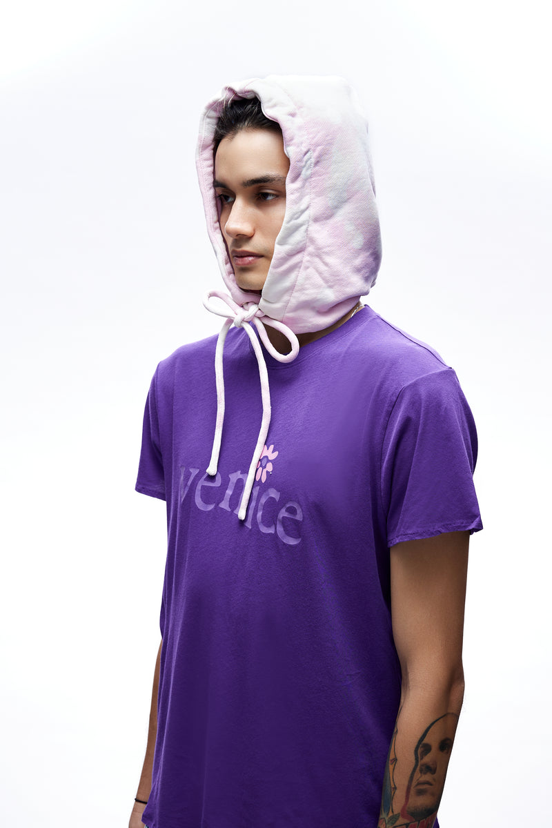 Mens Bleached Cotton Hood Knit Pink