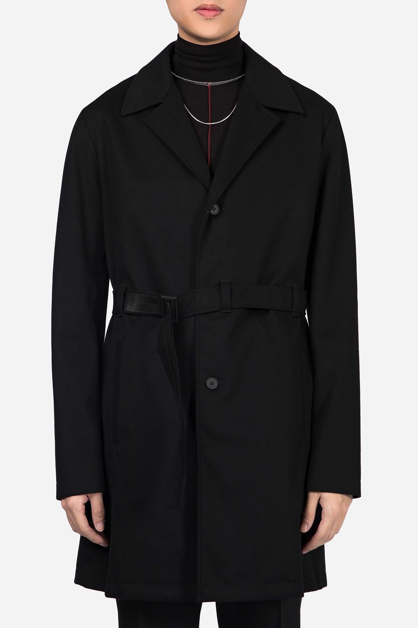Cashmere Belted Trench Coat Black