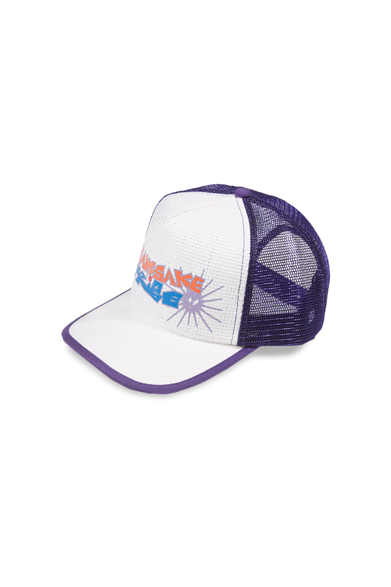 Rick Raffia Trucker Cap Purple White
