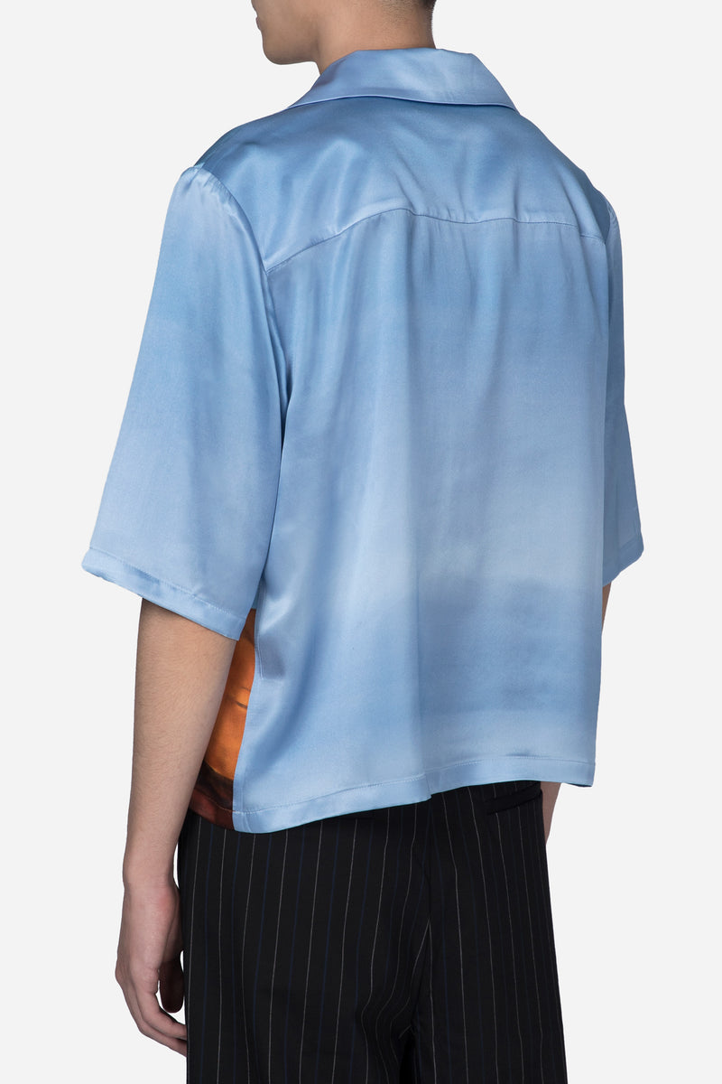 Vacay Cropped Silk Shirt Paradise Blue